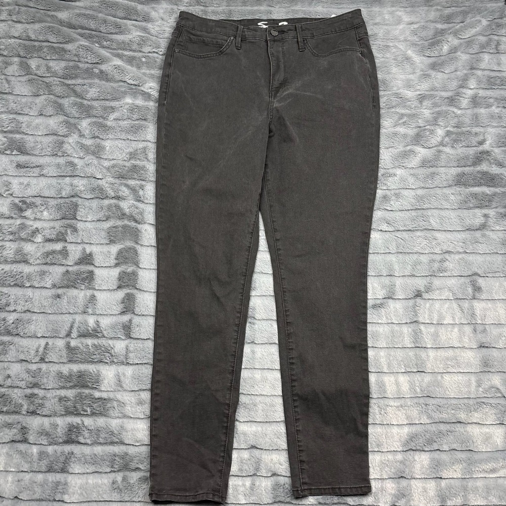 Seven7 Womens Skinny Jeans Size 12 Faded Black Stretch Denim Pants 9064